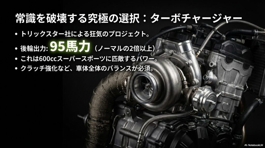 後輪出力95馬力を叩き出すZX-25Rターボチャージャーの解説