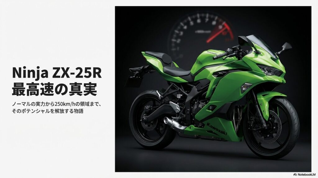 カワサキ Ninja ZX-25Rの車体とスピードメーターが重なったイメージ画像