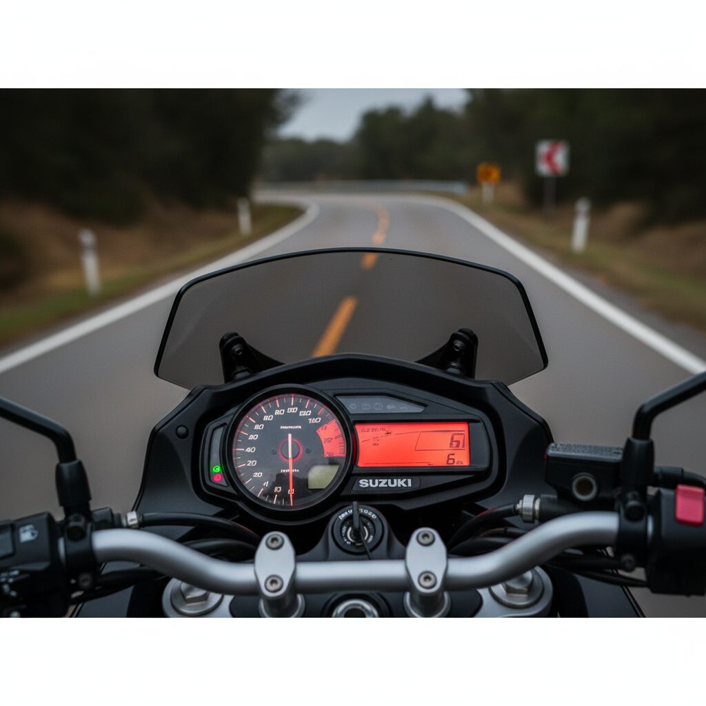 61PS後期型モデルを彷彿とさせる、高回転まで回るスポーティなGSR400のメーターパネル。