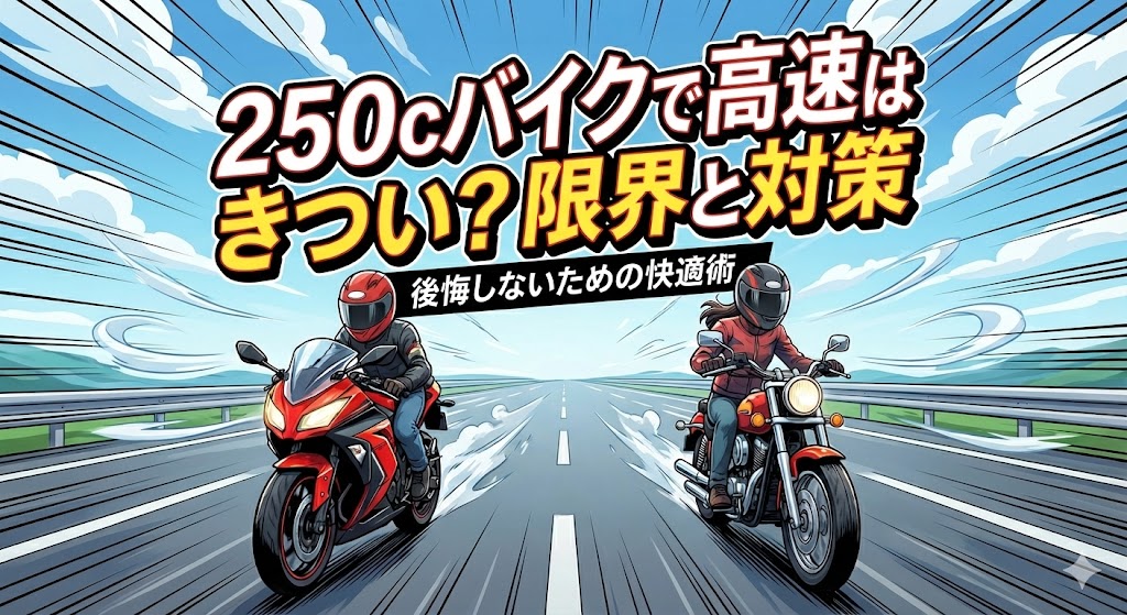 250ccバイクで高速道路を走行する二人のライダーのイラスト