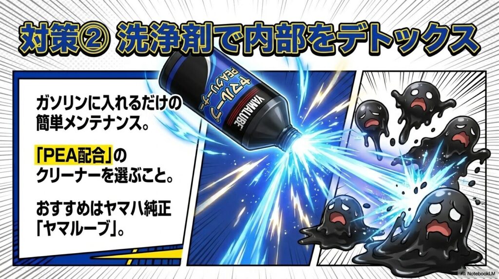 早めのオイル交換、洗浄剤の使用、長距離走行の3つの習慣でトラブルは防げるというまとめ画像