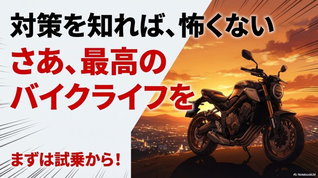 対策を知ればCB650Rは怖くない、まずは試乗を推奨するまとめスライド