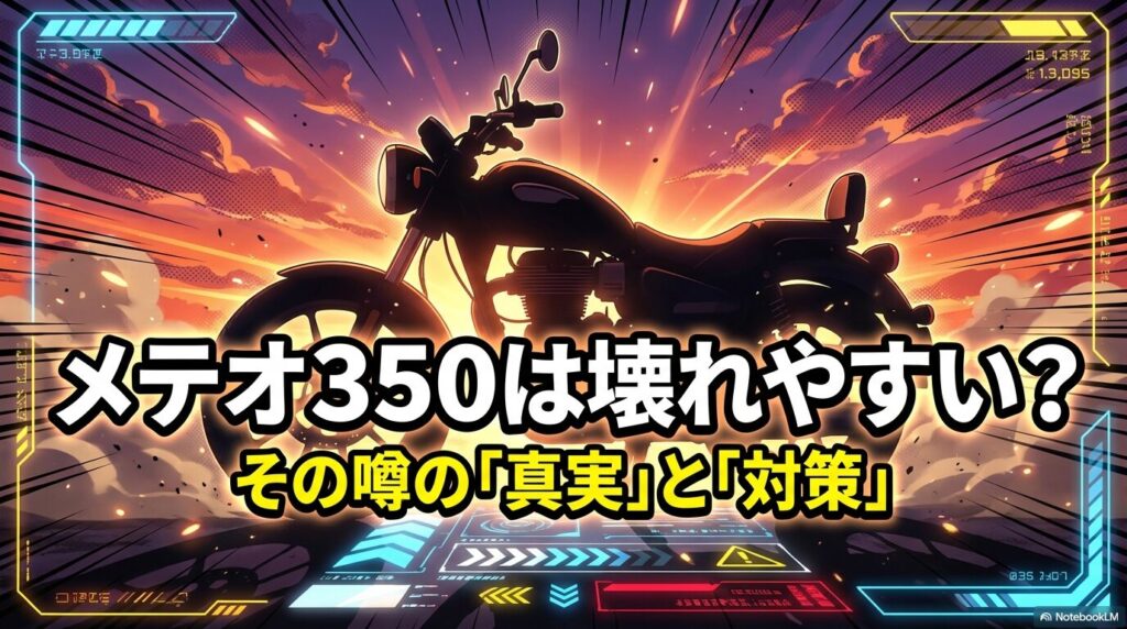 「メテオ350は壊れやすい?」という噂の真実と対策についてまとめた表紙スライド