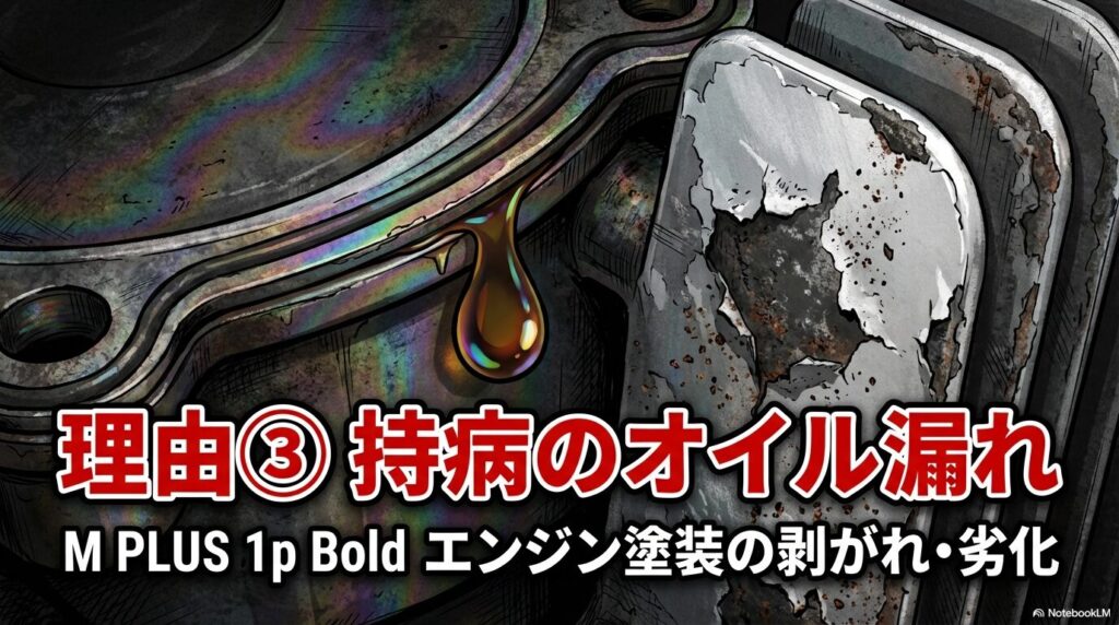 XJR1300の持病であるエンジンのオイル漏れやガスケットの不具合、エンジン塗装剥がれのリスク